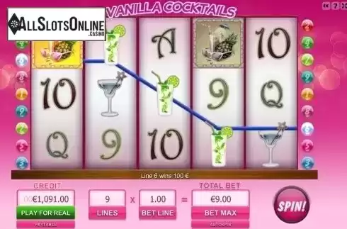 Win screen. Vanilla Cocktails from Viaden Gaming