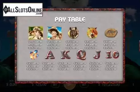 Paytable. Volcano Adventure from KA Gaming