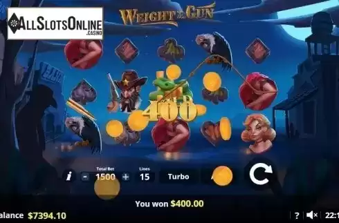Win screen 3. Weight of the Gun from Lady Luck Games