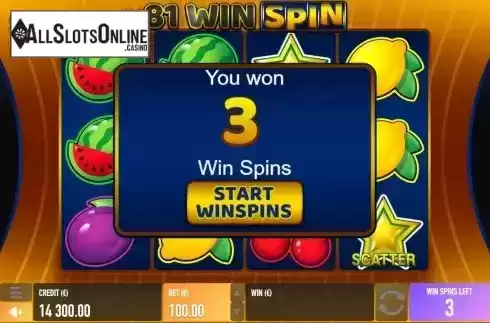 Free Spins screen