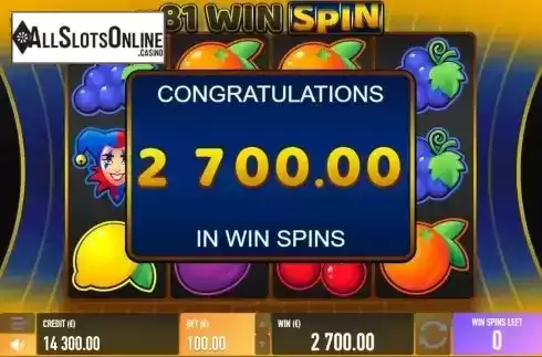 Win Free Spins screen