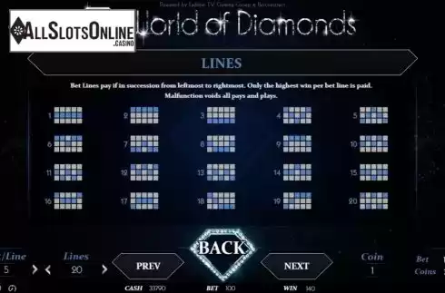 Paylines. World of Diamonds from BetConstruct