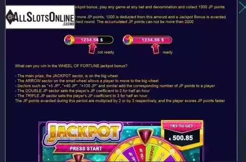 Jackpot of fortune screen