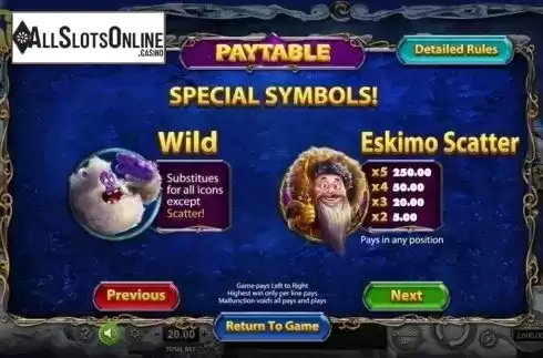 Special Symbols. Yak Yeti and Roll from Betsoft