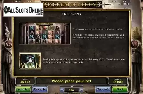 Paytable 2. Kingdom of Legend™ from Greentube
