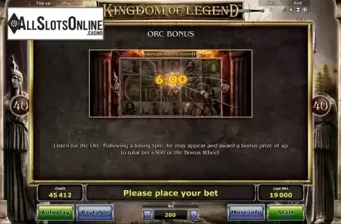 Paytable 3. Kingdom of Legend™ from Greentube