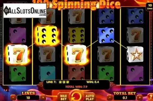 Win Screen 2. 100 Spinning Dice from Spinomenal