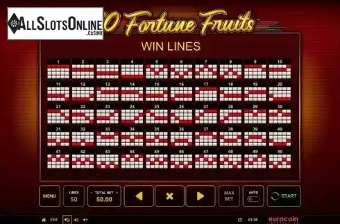 Paylines. 50 Fortune Fruits from Eurocoin Interactive