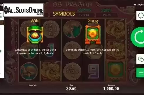 Paytable. 88 Dragon (Booongo) from Booongo