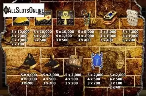 Paytable 1. Mysterious Pyramid from KA Gaming