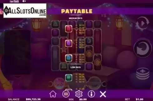 Paytable 3. Medallion Megaways from Fantasma Games