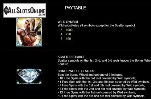 Paytable 3. Mistress of Amazon from Platipus