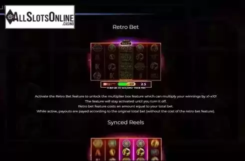 Retro bet feature screen