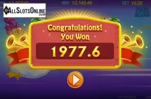 Total Win in Bonus Game Screen