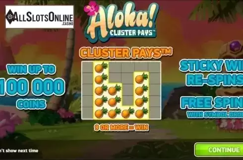 Game workflow 3. Aloha! Cluster Pays from NetEnt