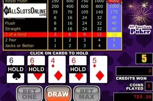 Game workflow 3. All American Poker (RTG) from RTG