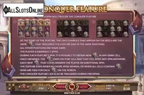 Conquer feature screen