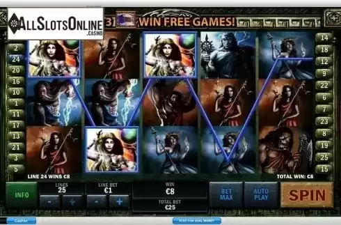Win screen. Battle of the gods from Playtech
