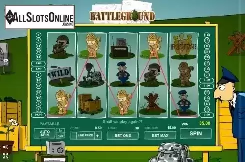 Win Screen . Battleground Spins from GamesOS