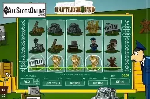 Win Screen 2. Battleground Spins from GamesOS