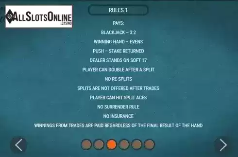 Paytable 3. Blackjack X-Change from Slingo Originals