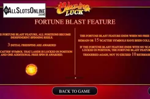 Fortune Blast feature screen 2