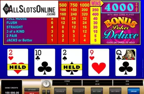 Game Screen. Bonus Poker Deluxe (RTG) from RTG