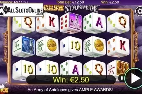 Win Screen. Cash Stampede Dice from NextGen
