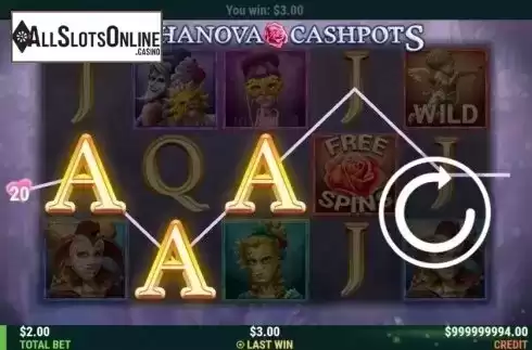 Win Screen. Cashanova Cashpots from Slot Factory
