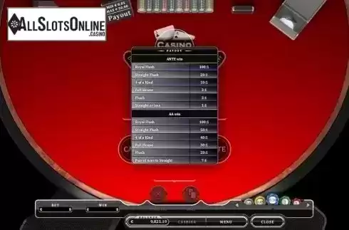 Game Screen. Casino Hold'em (Oryx) from Oryx