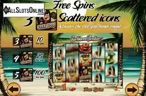 Paytable 3. Caribbean Paradise from MultiSlot
