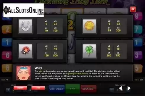 Screen3. Charming Lady Luck from 1X2gaming