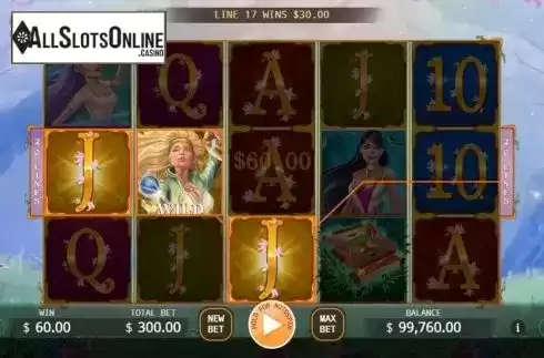 Win screen. Charming Sorceress from KA Gaming