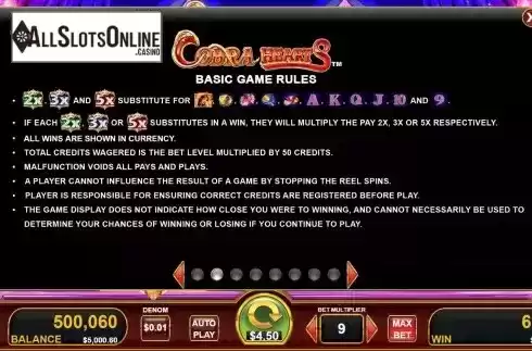 Game rules screen