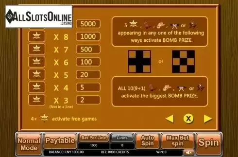 Paytable 2. Cowboy (Aiwin Games) from Aiwin Games