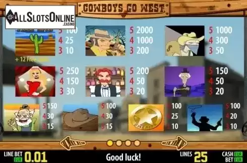 Paytable 1. Cowboys Go West HD from World Match
