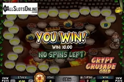 Win Screen . Crypt Crusade Gold from Microgaming