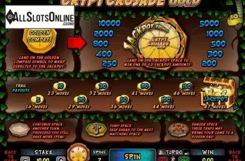 Paytable . Crypt Crusade Gold from Microgaming