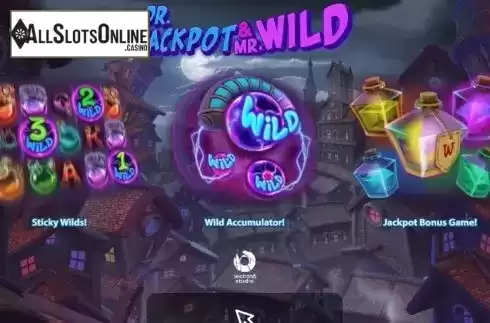Start screen. Dr. Jackpot & Mr. Wild from 888 Gaming