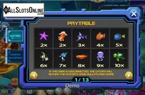 Paytable screen 1. Dragonball Fishing from Iconic Gaming