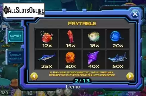Paytable screen 2. Dragonball Fishing from Iconic Gaming