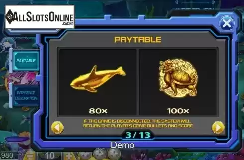 Paytable screen 3. Dragonball Fishing from Iconic Gaming