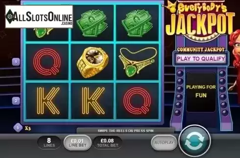 Game Workflow screen. Everybody's Jackpot from Playtech