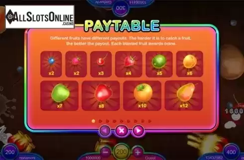 Paytable . Fu Fruits Jackpot from Skywind Group