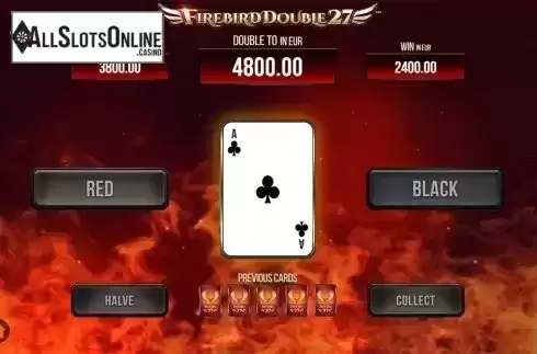 Gamble game win screen. Firebird Double 27 from SYNOT