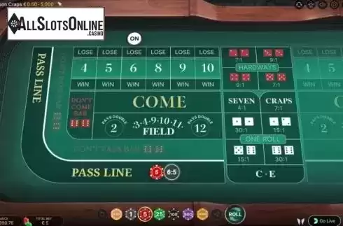 Game Screen 1. First Person Craps from Evolution Gaming
