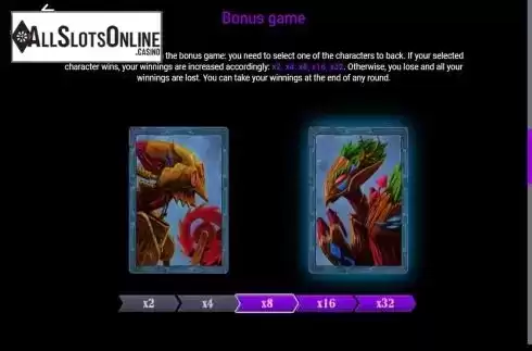 Bonus game feature screen