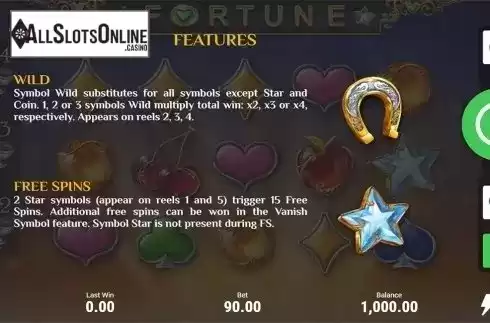 Paytable 1. Fortune Multiplier from Booongo