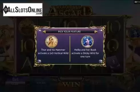 Intro Game screen Pick Your Feature. Fortunes of Asgard from Microgaming