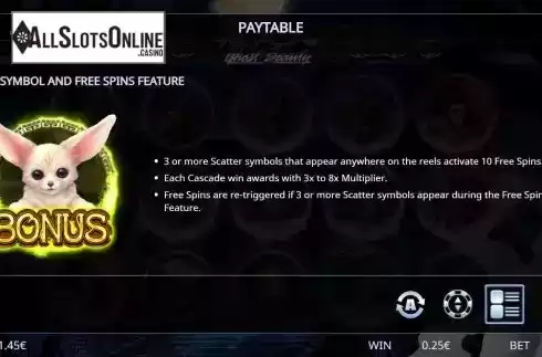 Scatter and Free Spins screen